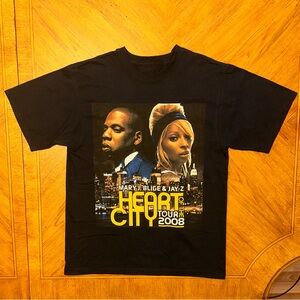 2008 Mary J. Blige & Jay-Z T-Shirt Size LRG Black Heart of the City Tour Rap Tee
